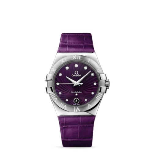 Omega Constellation Quartz 35 Stainless Steel / Purple Supernova / Alligator